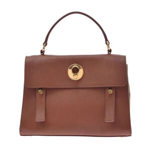 SAINT LAURENT Muse Toe Brown Leather Canvas Handbag